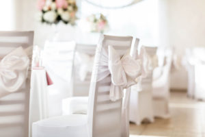 Chair Cover and sashes in white.