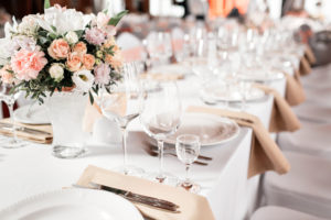 Party Linen Rentals on a table.